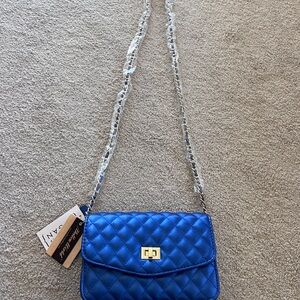 Melow World Royal Blue Quilted Mini Crossbody Bag with Gold Chain